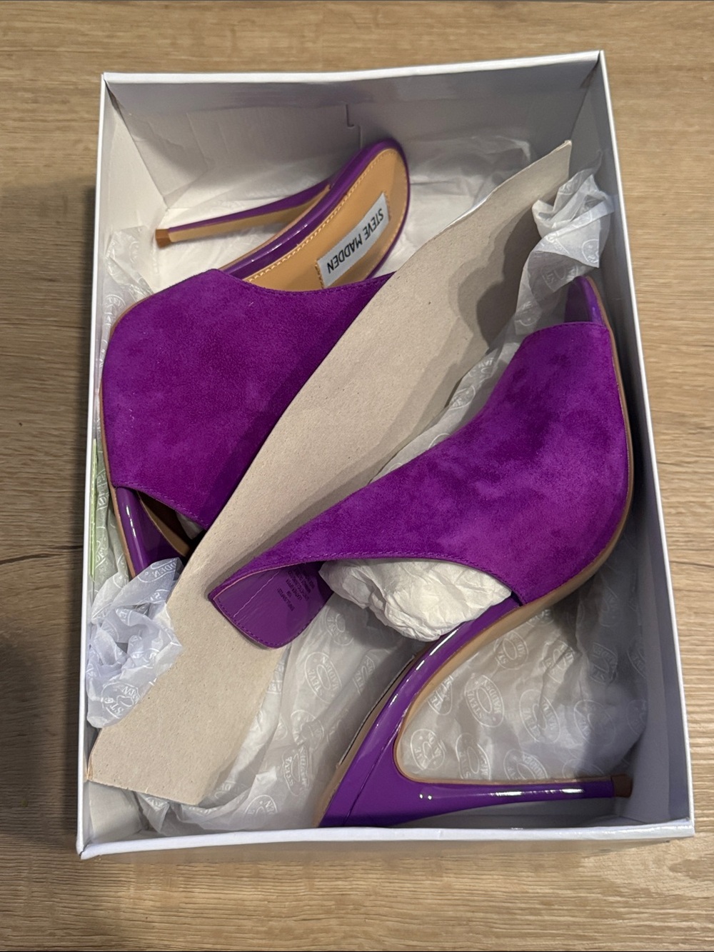 Steve Madden Vibrant Purple Suede Slide Mules - Picture 7 of 8